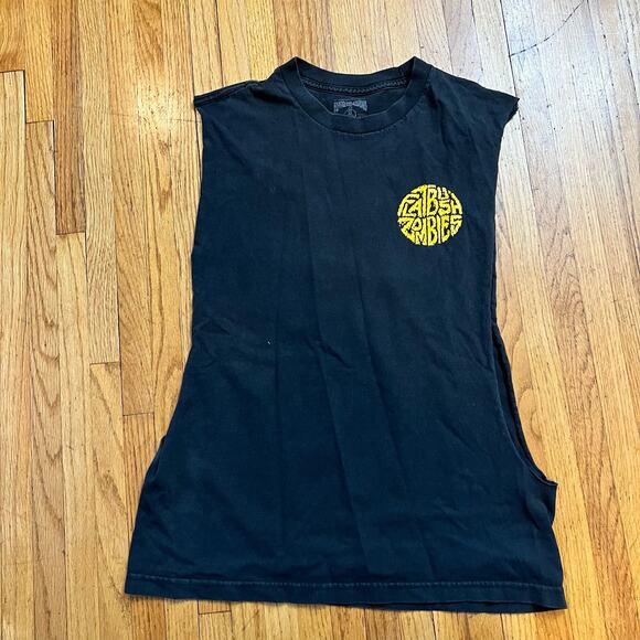 Flatbush Zombies Short Mens Small Black Yellow Vacation in Hell Cut Off Tank - Picture 3 of 6